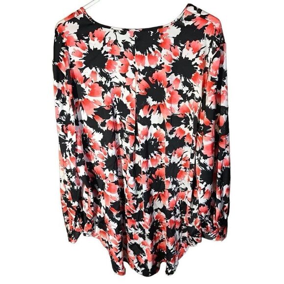 The Limited Plus SZ 2X floral silky feel Blouse Top orange black long sleeve - Picture 3 of 7